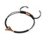 Bracelet macramé noir dent de requin par Lauren Howe | .925 Argent Sterling Or Rose Vermeil | Cristal noir